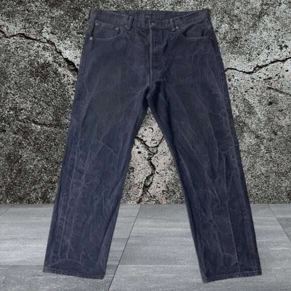 LEVI's 501 XX Dark Distressed Denim ButtonFly Jeans Size W36 x L30 28” Inseam - Picture 1 of 12